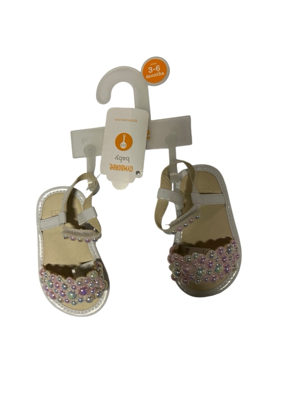 Gymboree White Baby Sandals with Pastel Bead Embellishments